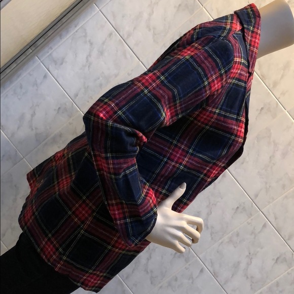 Last size S! FLANNEL NAVY RED CHECKERED BLAZER - Picture 4 of 8